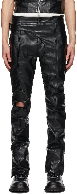 Photo: ADYAR SSENSE Exclusive Black Leather Brace Trousers