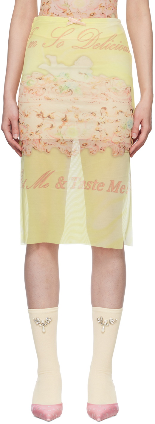 Nodress Yellow Angle Cake Print Skirt