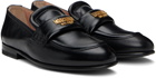 Moschino Black Metal Logo Loafers