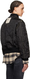 R13 Black Quilted Bomber Jacket
