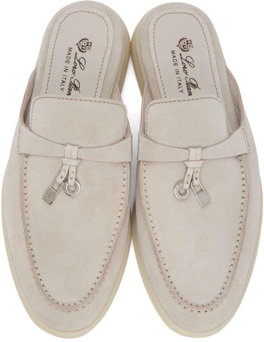 Loro Piana Suede Charm-detail Summer Walk Loafers In Taupe