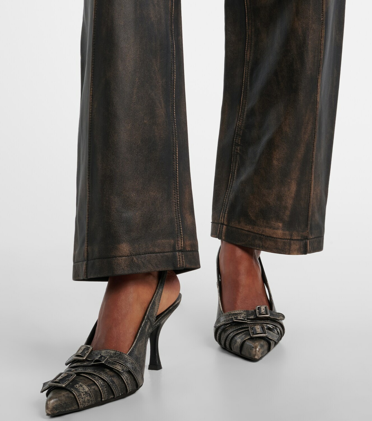 Jacques Wei High-rise leather wide-leg pants