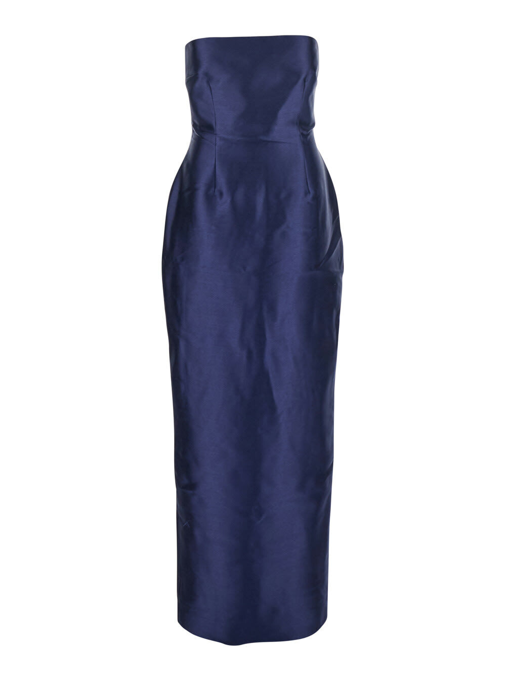 Solace London lea Blue Long Dress With Rear Cape Insert And Train In Tech  Fabric Stretch Woman Solace London