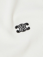 CELINE - Logo-Embroidered Ribbed Cotton-Jersey Henley T-Shirt - Neutrals