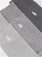 Polo Ralph Lauren - Three-Pack Logo-Embroidered Ribbed Cotton-Blend Socks - Gray