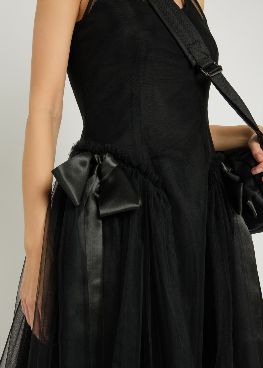 Simone Rocha Bow-appliquéd Tulle Midi Dress Black