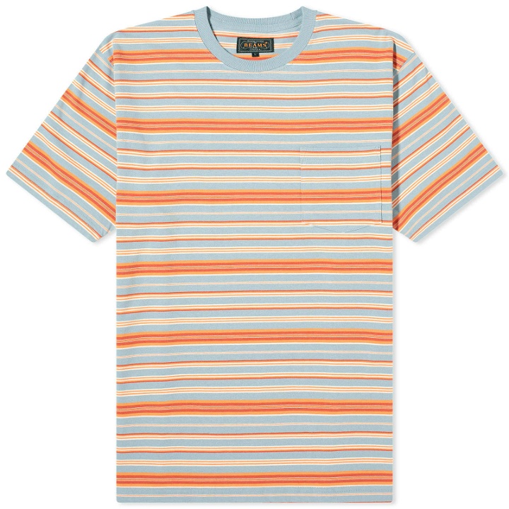 Photo: Beams Plus Men's Multi Stripe Pocket T-Shirt in Sax