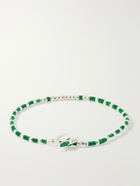 Mikia - Braided Cord and Sterling Silver Beaded Bracelet - Green