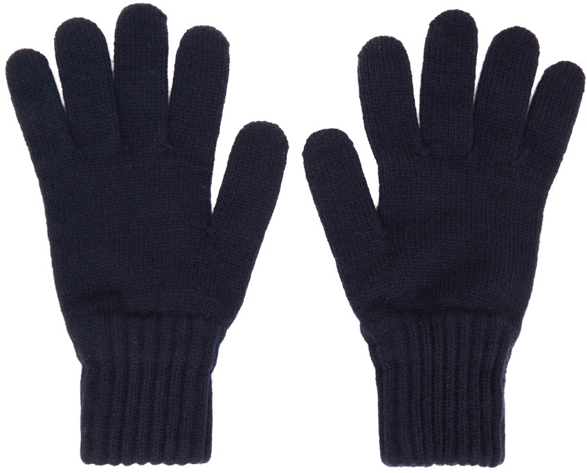 Drake's Navy Lambswool Gloves Drake's
