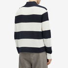 Thom Browne Men's Rugby Stripe Knitted Polo Shirt in Navy