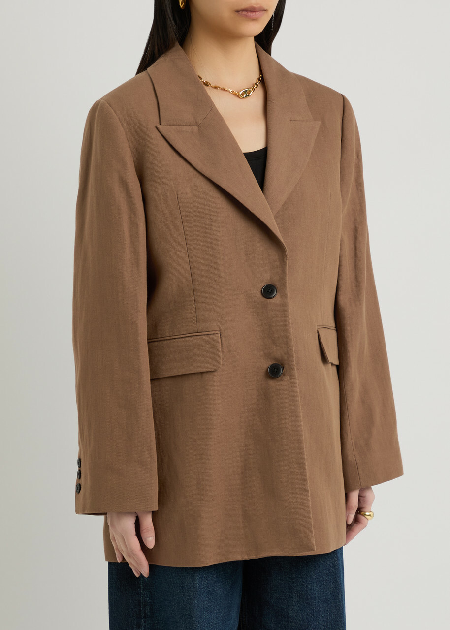 Skall Studio Milan Linen-blend Blazer Brown