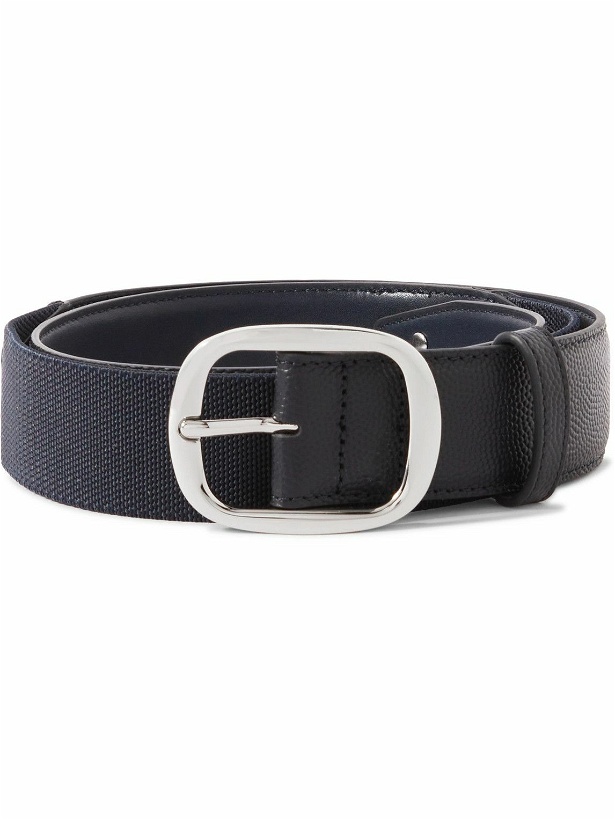 Photo: G/FORE - Circle G's Full-Grain Leather and Webbing Belt - Blue