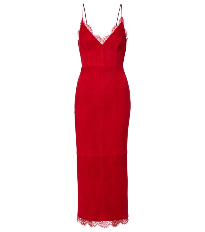 Photo: Alex Perry Lace-trimmed suede midi dress