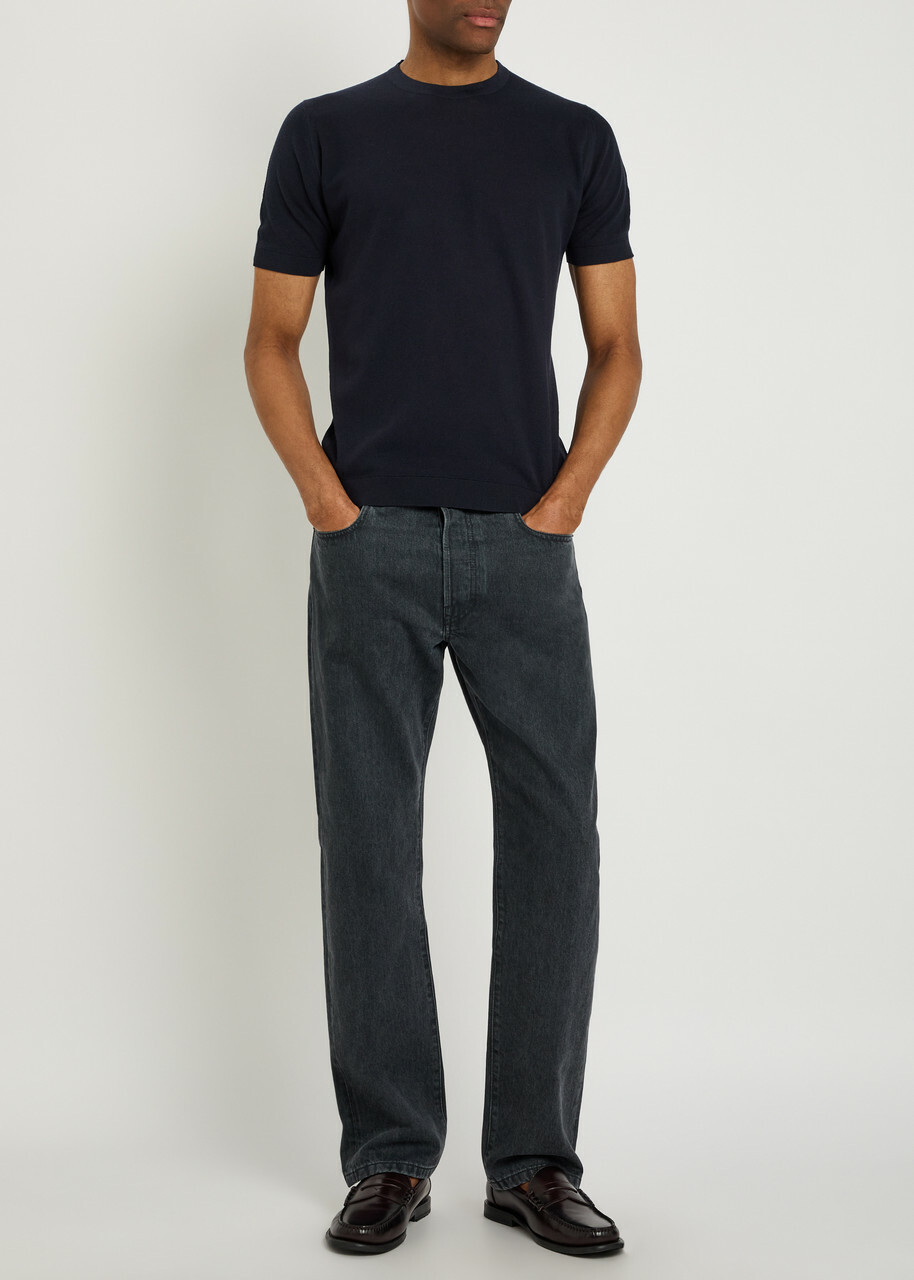 John Smedley Park Fine-knit Cotton T-shirt Navy