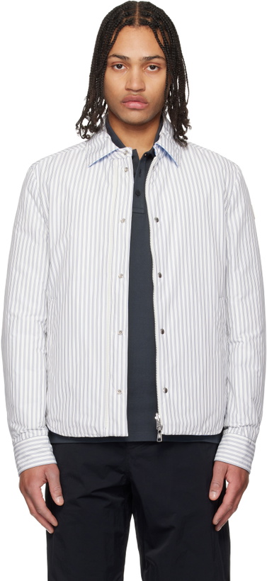Photo: Moncler White & Blue Reversible Down Shirt Jacket