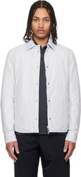 Moncler White & Blue Reversible Down Shirt Jacket