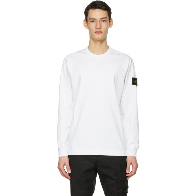 Photo: Stone Island White Cotton Long Sleeve T-Shirt