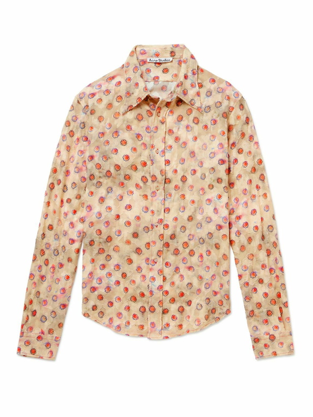 Photo: Acne Studios - Siza Floral-Print Fil Coupé Cotton Shirt - Neutrals