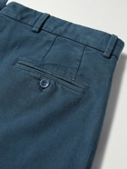 Loro Piana - Tapered Pleated Stretch Cotton-Twill Trousers - Blue