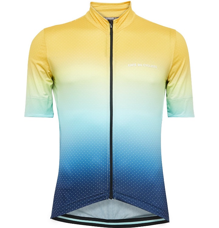 Photo: Cafe du Cycliste - Fleurette Printed Cycling Jersey - Yellow