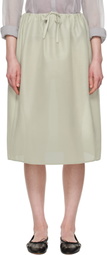 AMOMENTO Beige Shirring Organza Midi Skirt