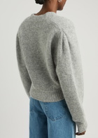 Rotate Sunday Floral-embellished Knitted Cardigan Grey