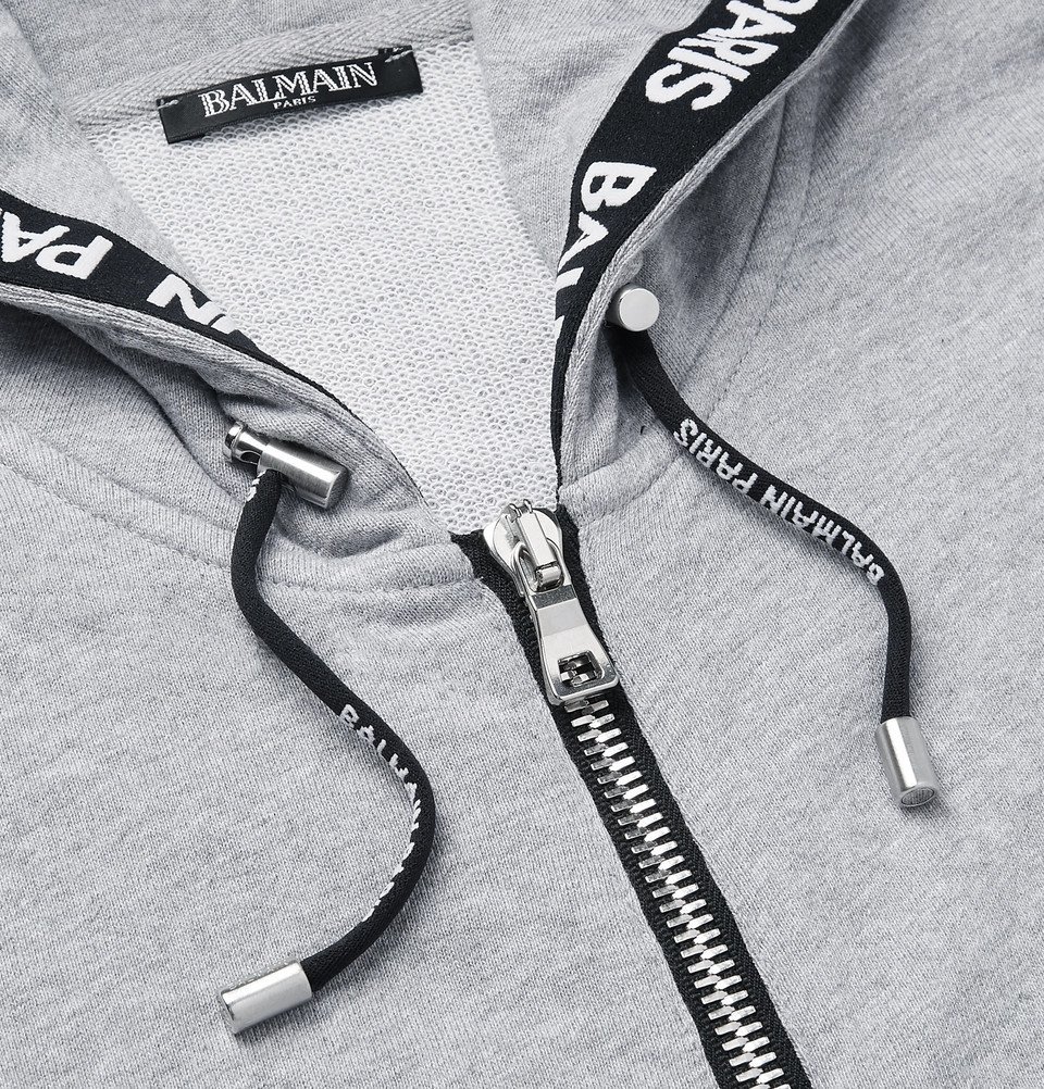 Balmain - Logo-Jacquard Loopback Cotton-Jersey Zip-Up Hoodie