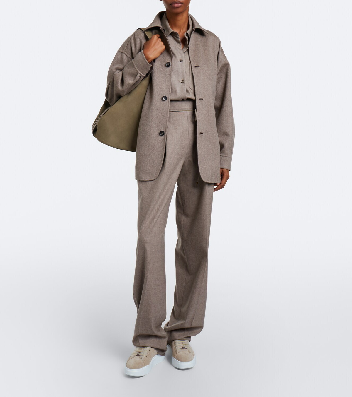 Max Mara Shearling-lined suede low-top sneakers