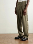The Row - Zev Straight-Leg Pleated Virgin Wool-Twill Trousers - Neutrals