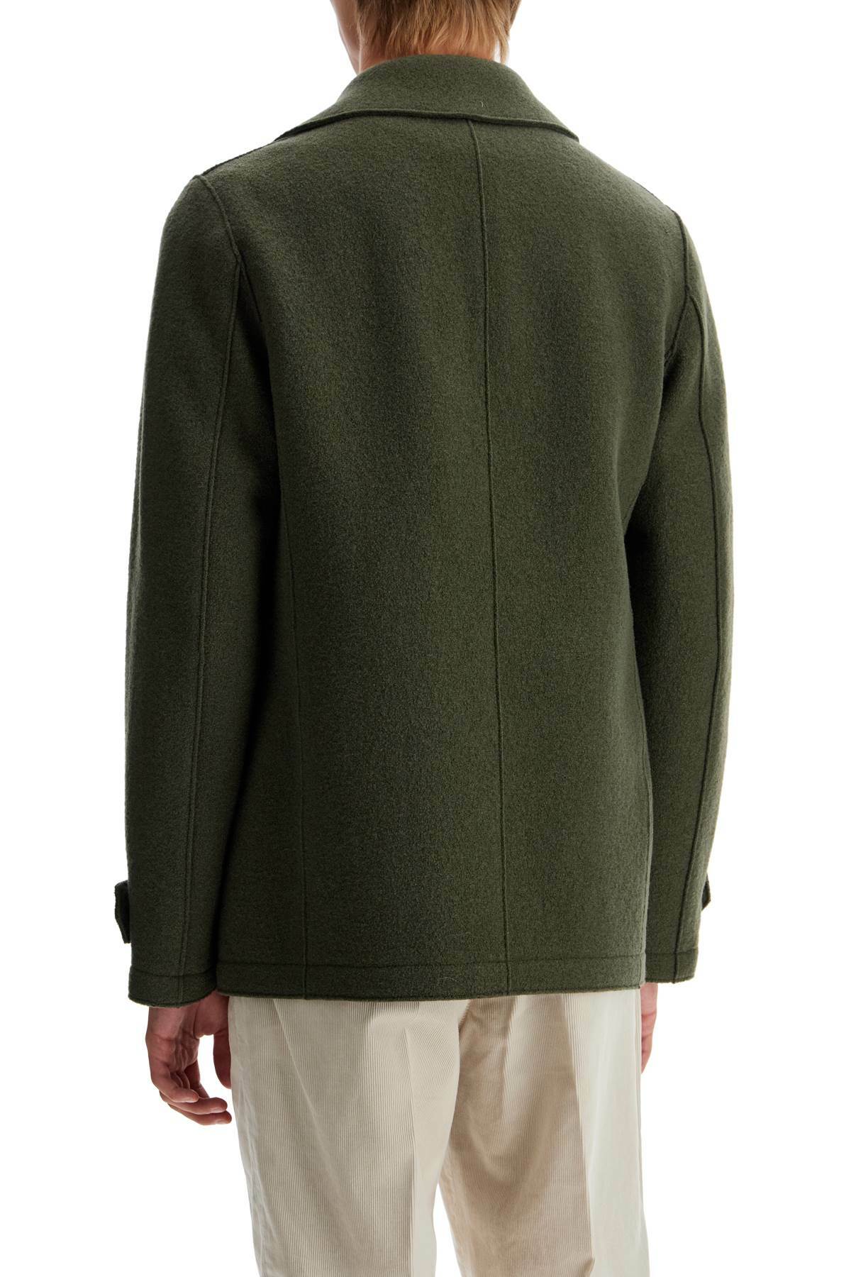 HARRIS WHARF LONDON double-breasted woolen caban Green
