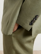 BODE - Linen Double-Breasted Blazer - Green