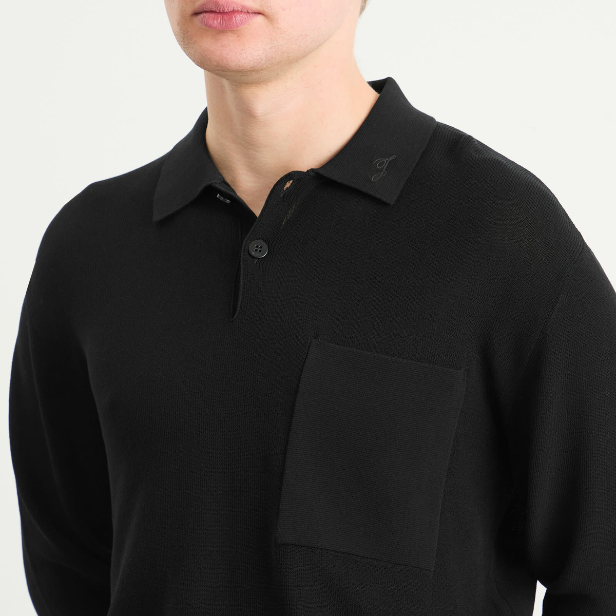 Jacquemus Men's Knitted Polo Shirt in Black