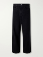 A.PRESSE - Straight-Leg Cotton and Silk-Blend Piqué Trousers - Black