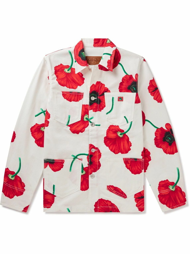 Photo: KENZO - Poppy Floral-Print Cotton-Canvas Overshirt - White