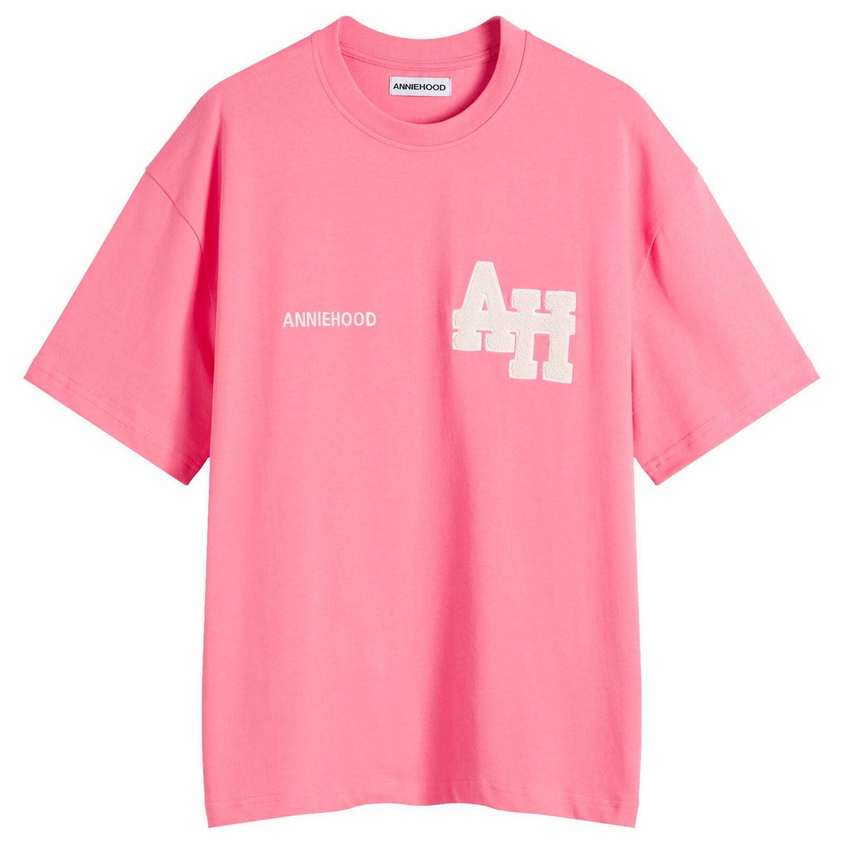 ANNIE HOOD Men's College T-Shirt in Pink/White