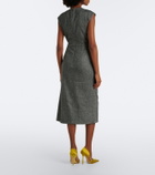 Erdem Bow-detail herringbone draped midi dress