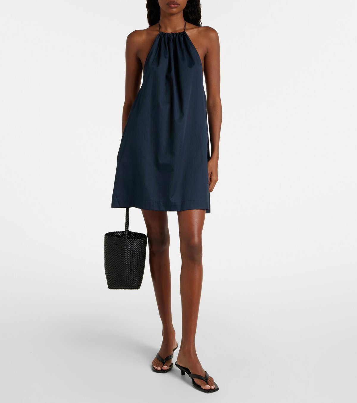 Leset Yoko gathered cotton minidress