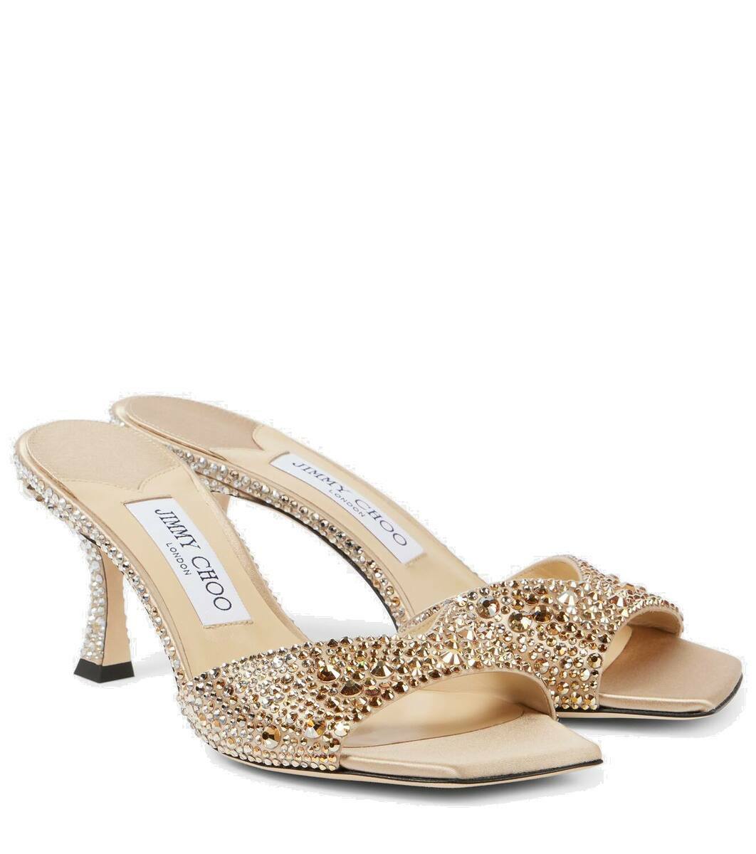 JIMMY CHOO直営OUTLETスタイリッシュTALIKAクリスタル追跡送料込 Jimmy Choo Skye 70 crystal-embellished satin mules Jimmy Choo