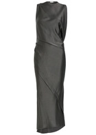 Victoria Beckham Draped Satin-crepe Midi Dress Brown