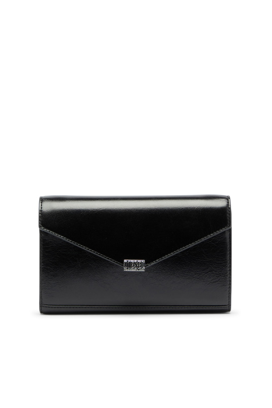 Photo: Diesel Wallet purse in shiny wrinkled leather - Wallets strap - Woman -
