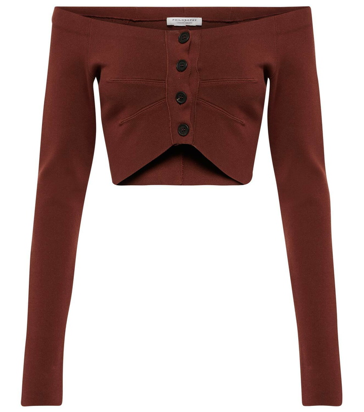 Photo: Philosophy di Lorenzo Serafini Off-shoulder cotton crop top