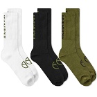 Maharishi Men's MILTYPE Peace Sport Sock - 3 Pack in White/Black/Olive
