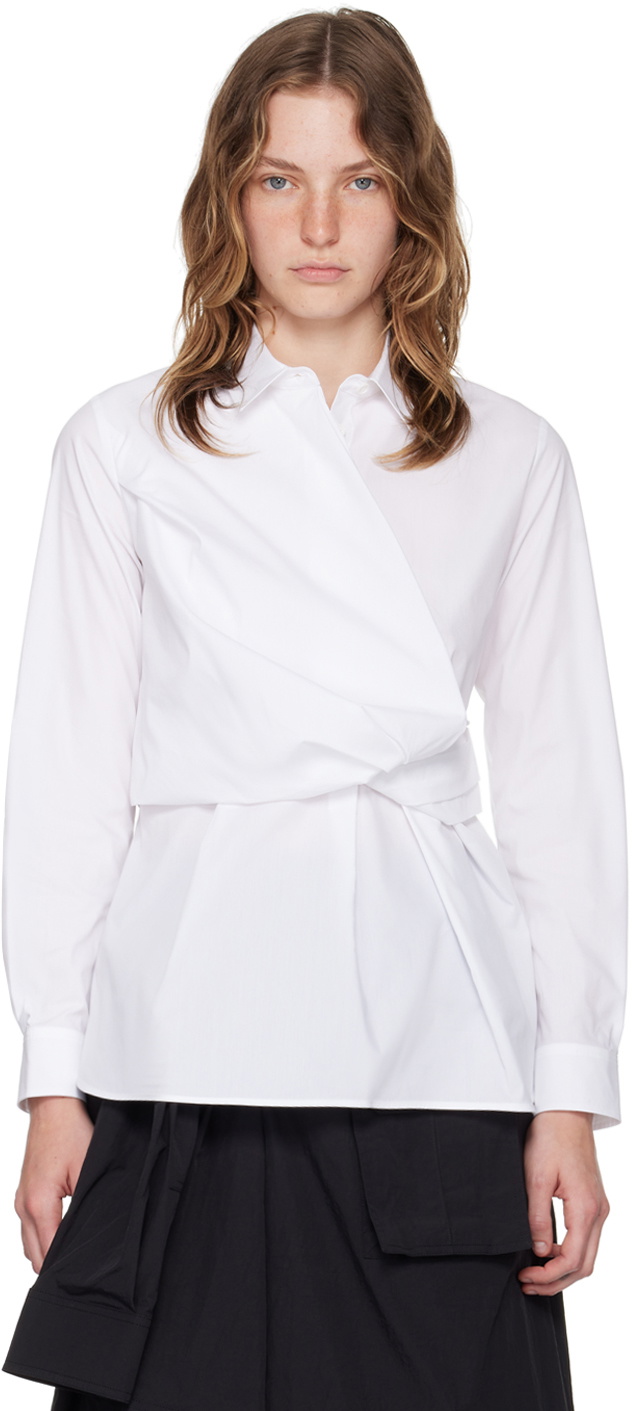 Juun.J White Twisted Wrap Shirt