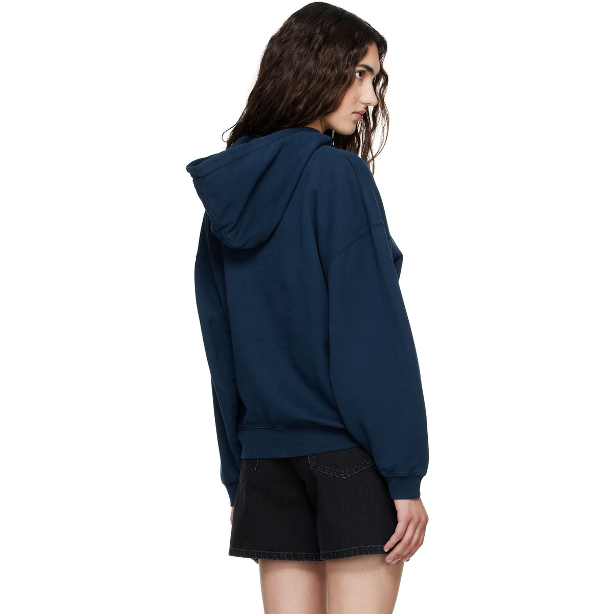 ANINE BING Navy Harvey 'Melrose' Stencil Hoodie