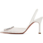 Amina Muaddi White Camelia Lace Sling 90 Heels