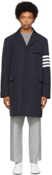 Thom Browne Navy Down 4-Bar Chesterfield Coat