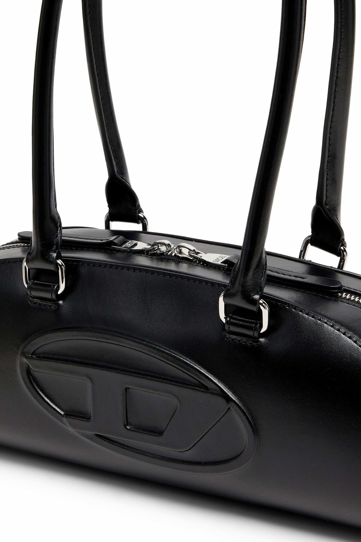 Diesel 1DR Dome - Elongated bowling bag in leather - Shoulder Bags Womens in Black