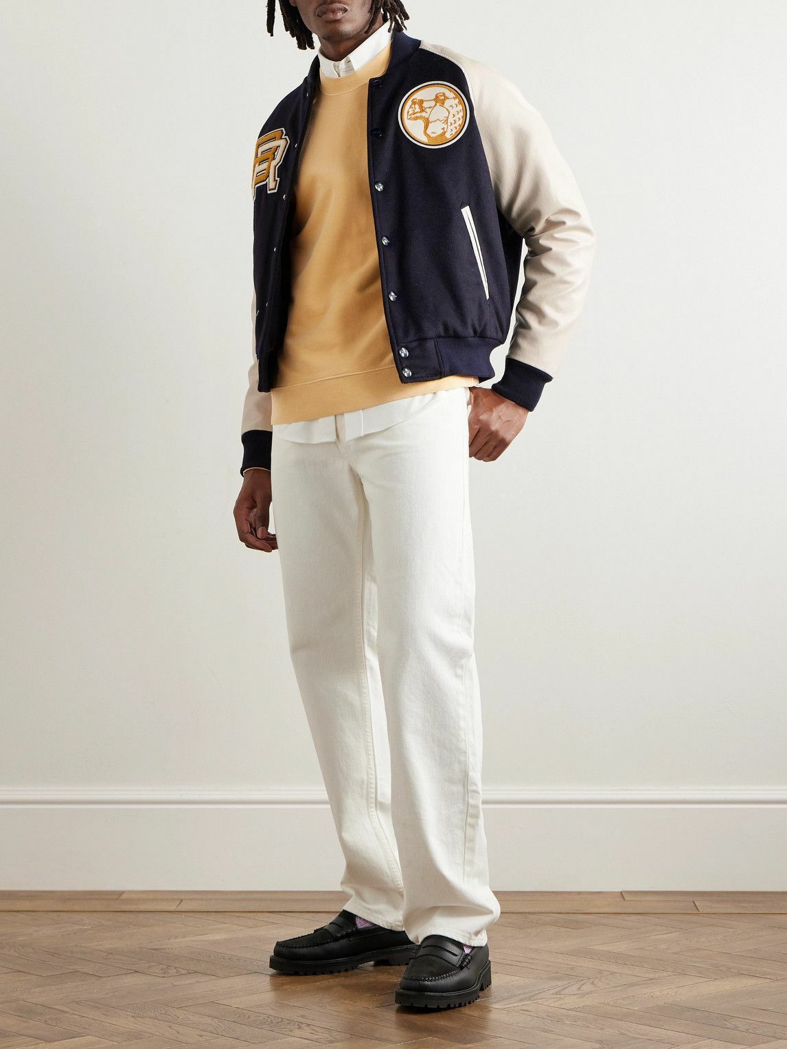 Baracuta - Appliquéd Wool-Blend and Faux Leather Varsity