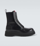 Gucci Web Stripe leather combat boots