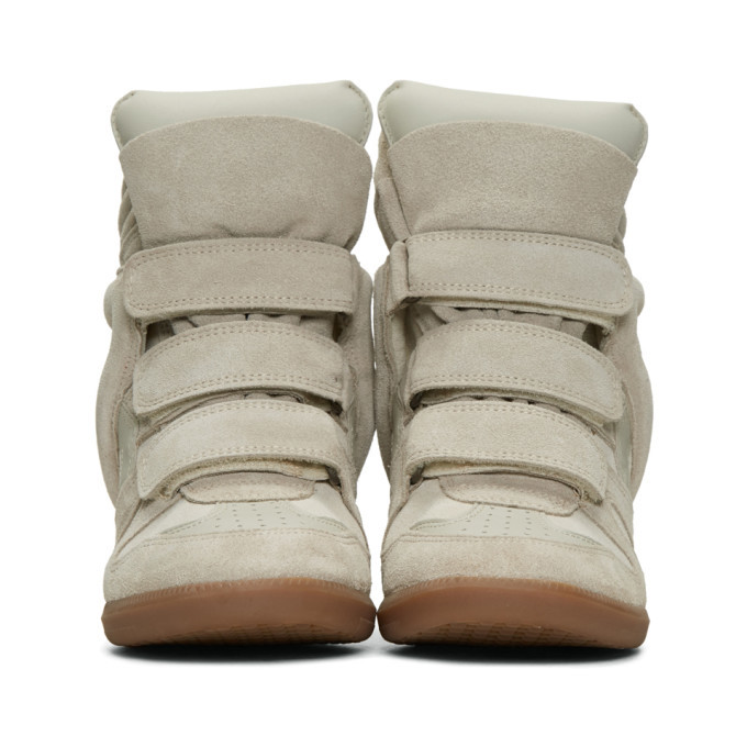 Isabel Marant Ecru Suede Beckett Wedge Sneakers